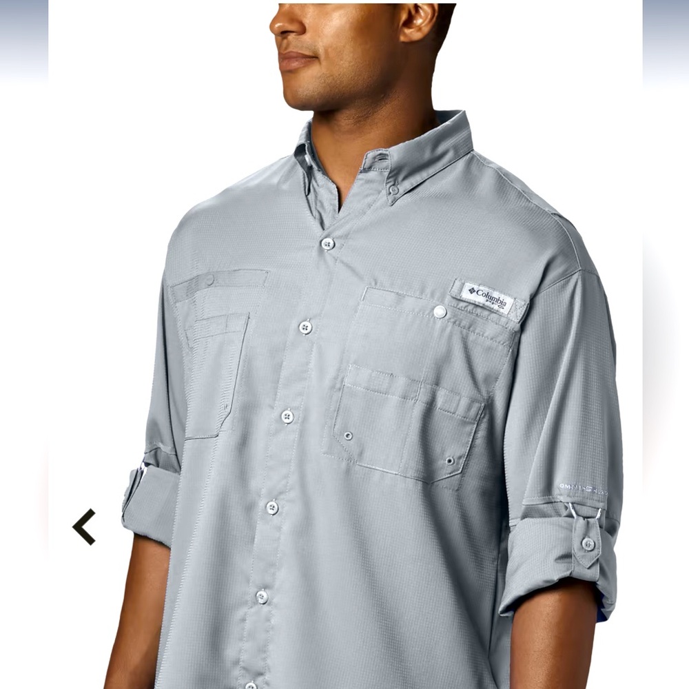 Columbia PFG Tiamiami II Long Sleeve Fishing Shirt in Cool Grey- NWT